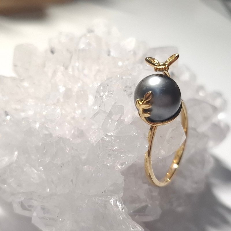 Little Bee Seawater Tahitian Pearl Sterling Silver Ring - General Rings - Pearl 