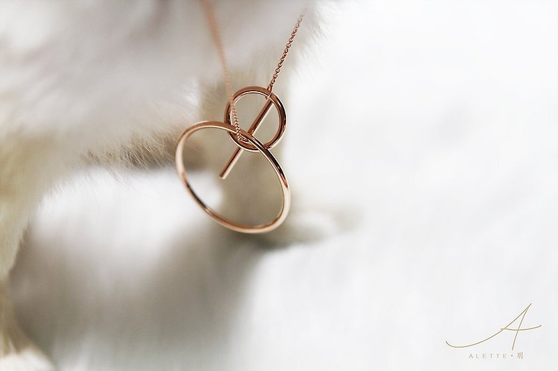 Minimalist Multi-wearing Large Circle Ring Sterling Silver Necklace with 18K Gold Plated - สร้อยคอ - เงินแท้ สีเงิน