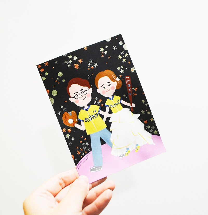 婚紗系列 客製2人畫像 生日/全家福/情人/聖誕節/紀念/婚禮/新人 - 似顏繪/客製畫 - 紙 粉紅色