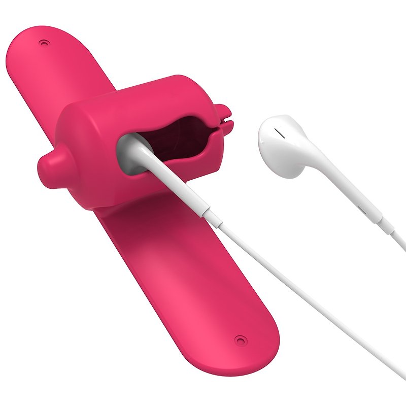 Snappy 2.0 耳機收納捲線器-霓虹桃 - 耳機/藍牙耳機 - 矽膠 紅色