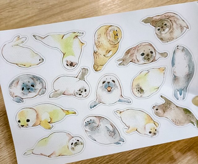 Polar circle animal stickers (penguin/seal/polar bear/snow fox