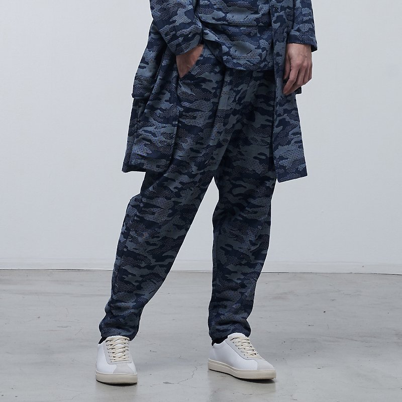 DYCTEAM-Camo Pattern Pants - กางเกงขายาว - ผ้าฝ้าย/ผ้าลินิน สีน้ำเงิน