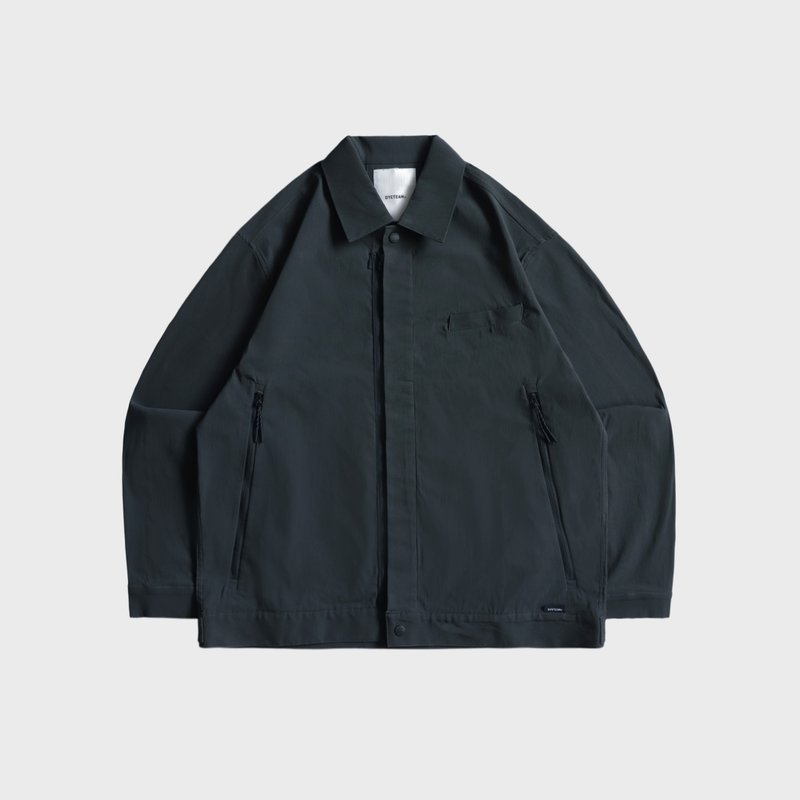 DYCTEAM - Crinkled technical nylon zip-up work jacket (gray) - 男夾克/外套 - 其他材質 灰色