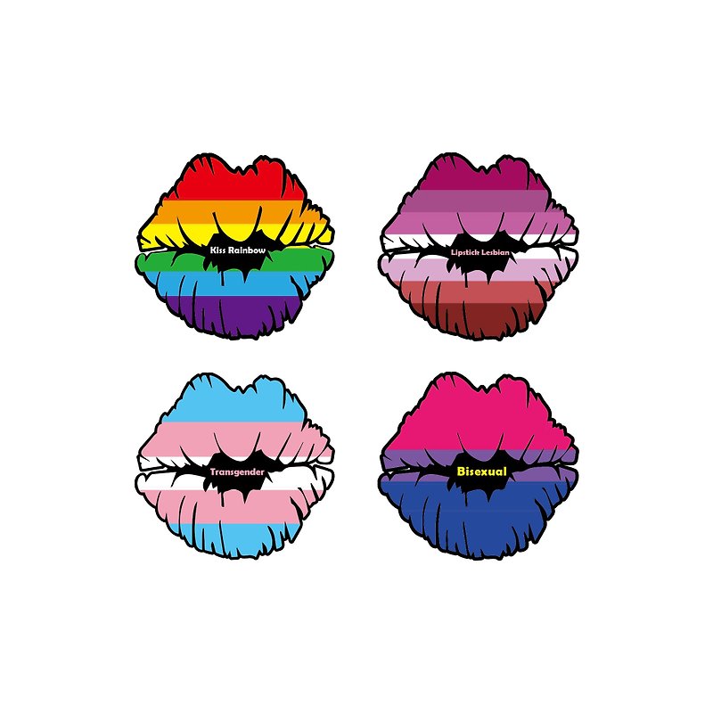Waterproof Sticker-Rainbow Series-Rainbow Love Kiss - Stickers - Waterproof Material Multicolor