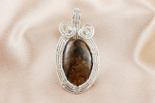 星空寶石 ∣ Starry Gems 金屬線編織。古銅輝石墜子∣禮物 母親節 畢業