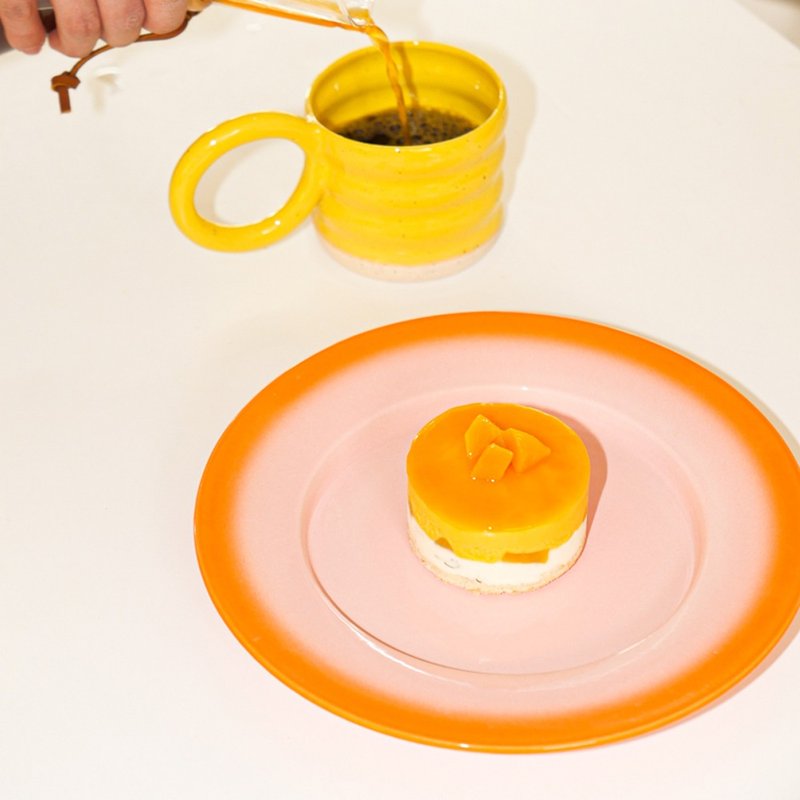 Fog plate 17:00 (Pink/Orange) - 碟子/醬料碟/醬油碟 - 陶 粉紅色