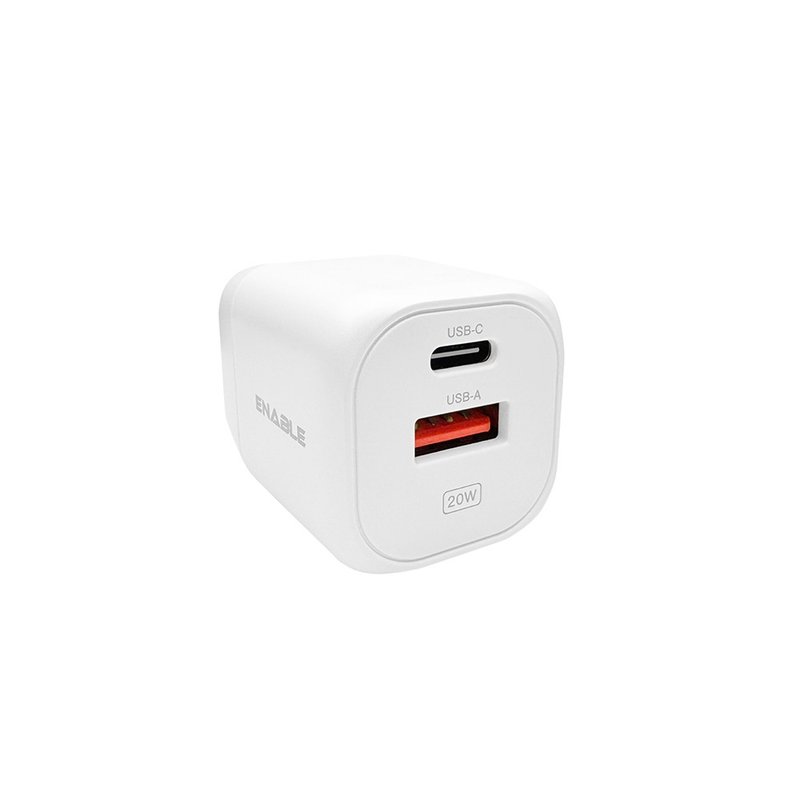 【ENABLE】2年保固 MOJO X20 USB-C GaN 20W 氮化鎵 2孔充電器 - 行動電源/充電線 - 塑膠 白色