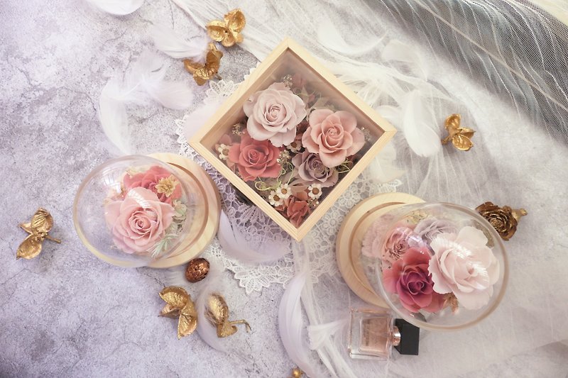 Rosemary-Pretty Woman Preserved Flower/Glass Cover/Preserved Flower Wooden Box - Dried Flowers & Bouquets - Plants & Flowers 
