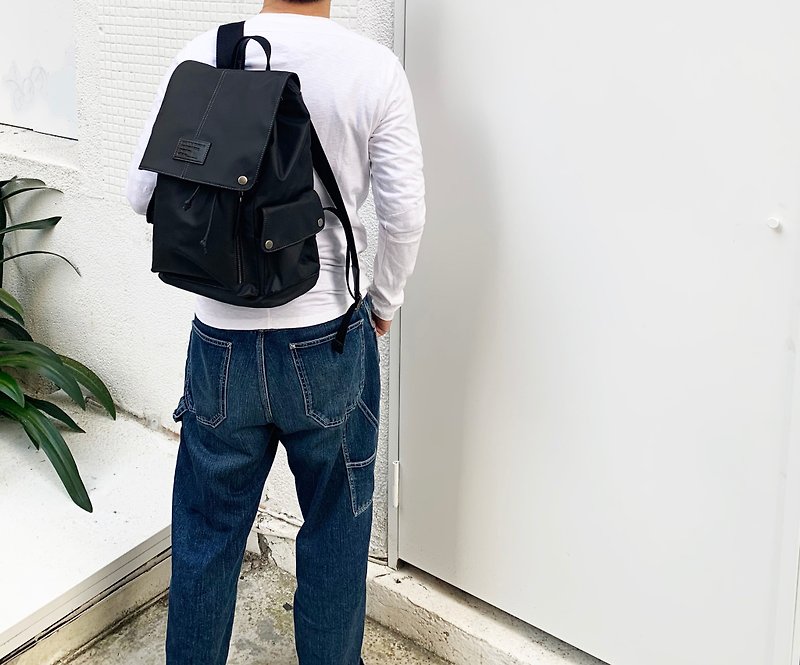 12OZ Canvas Backpack-Restrained Black - Backpacks - Waterproof Material Black