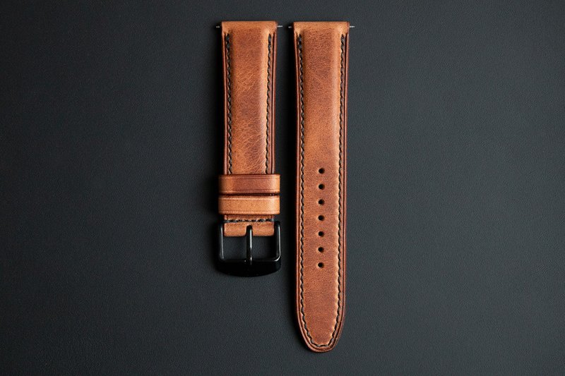 Horween Derby leather Watch Band in Natural color (MTO) - 錶帶 - 真皮 咖啡色