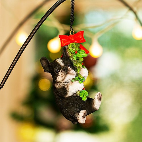 devarie 【デバリエ 】ギフト 犬の飾り フレンチブルドッグ サンタ クリスマスツリー 飾り クリスマス プレゼント オブジェ レジン製 置物 xn-10e