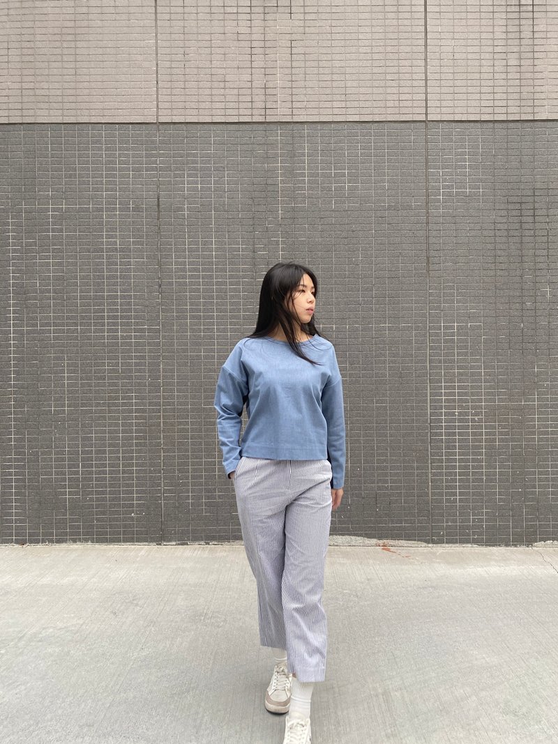 Flared patchwork pants-slightly flawed - กางเกงขายาว - ผ้าฝ้าย/ผ้าลินิน 