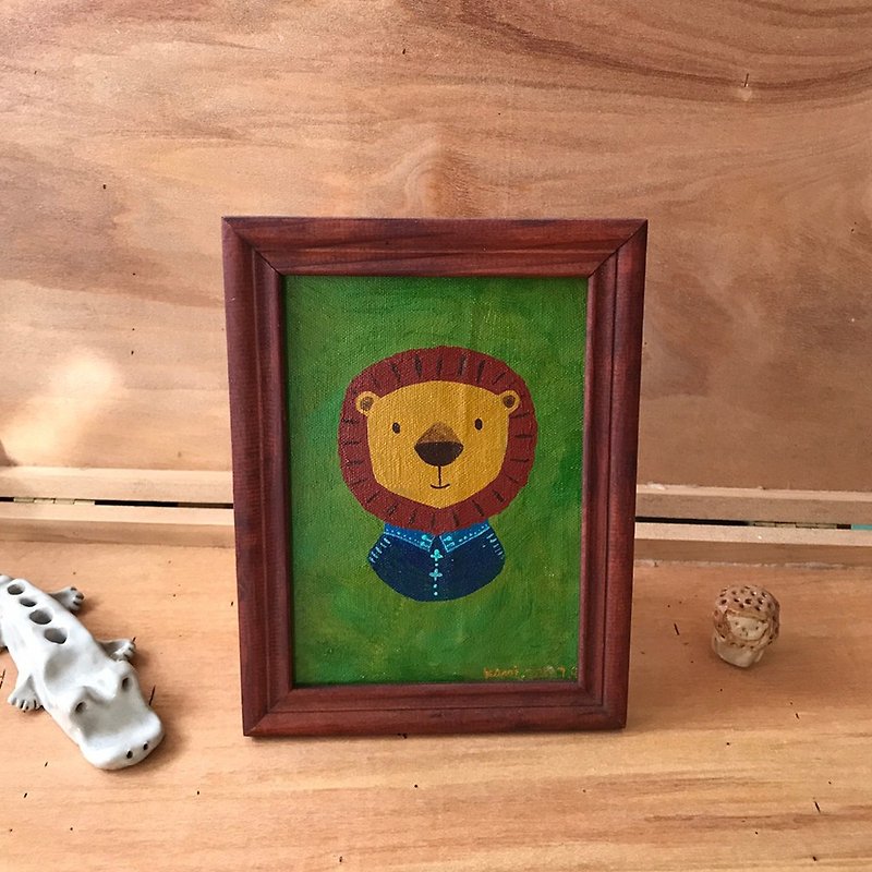 Original painting∣ Big-headed lion gentleman - Picture Frames - Other Materials Multicolor