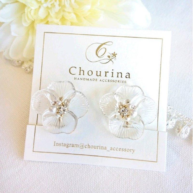 Flower Bijou Clip-On, earrings - Earrings & Clip-ons - Crystal Transparent