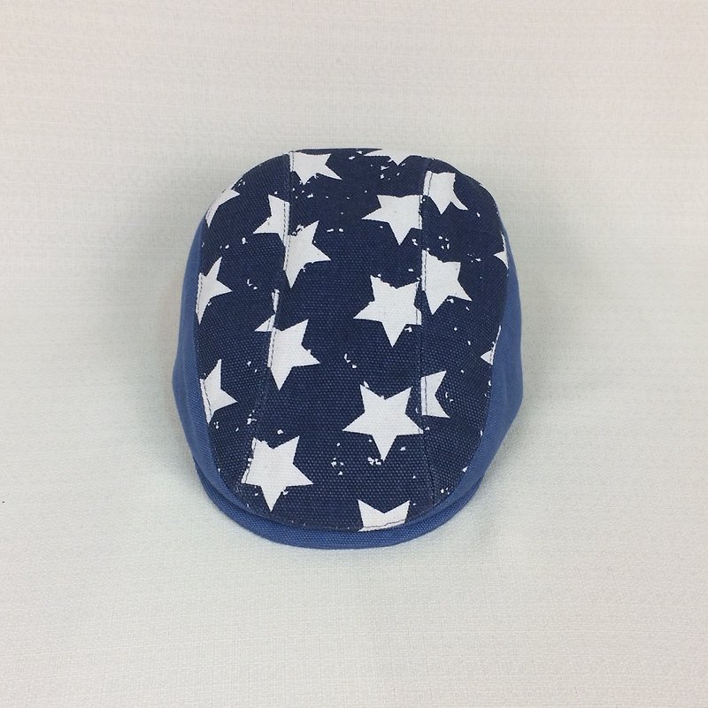 Stitching personality Stars hunting cap - ผ้ากันเปื้อน - ผ้าฝ้าย/ผ้าลินิน สีน้ำเงิน