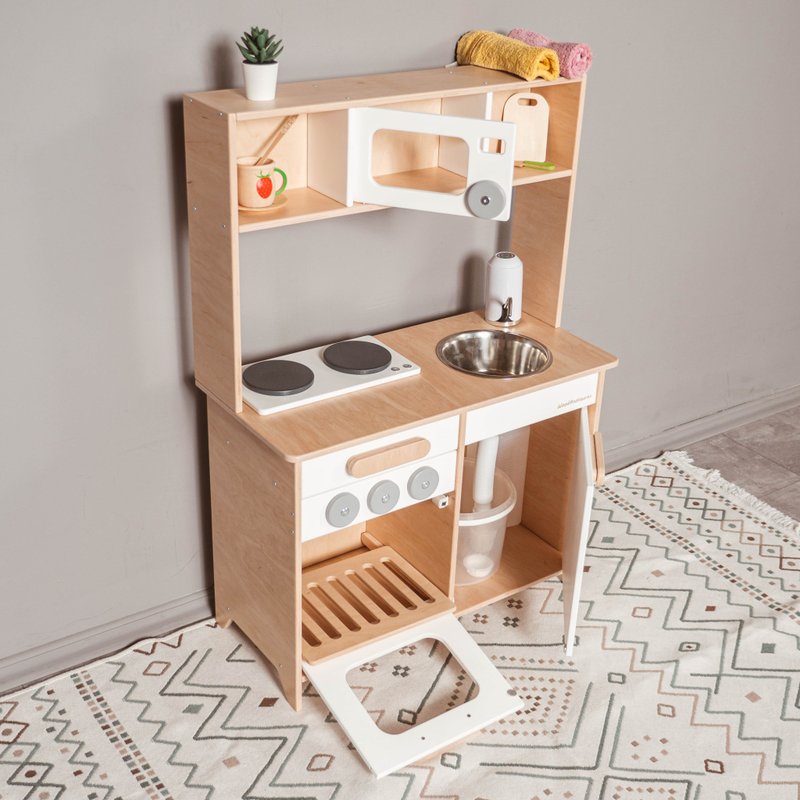 Montessori-Inspired Wooden Kids' Toy Kitchen - Kids' Toys - Wood 