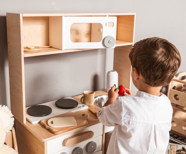 Montessori-Inspired Wooden Kids' Toy Kitchen - Shop WoodAndHearts Kids' Toys  - Pinkoi