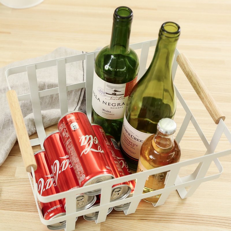 [Slowly] Japanese-style groceries two-handle storage iron basket storage picnic basket fruit basket camping basket - ชั้นวาง/ตะกร้า - โลหะ ขาว