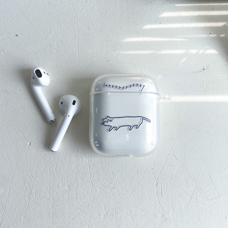 lazy cat AirPods 1/2 generation fully transparent earphone protective case - thick - Headphones & Earbuds - Plastic Transparent