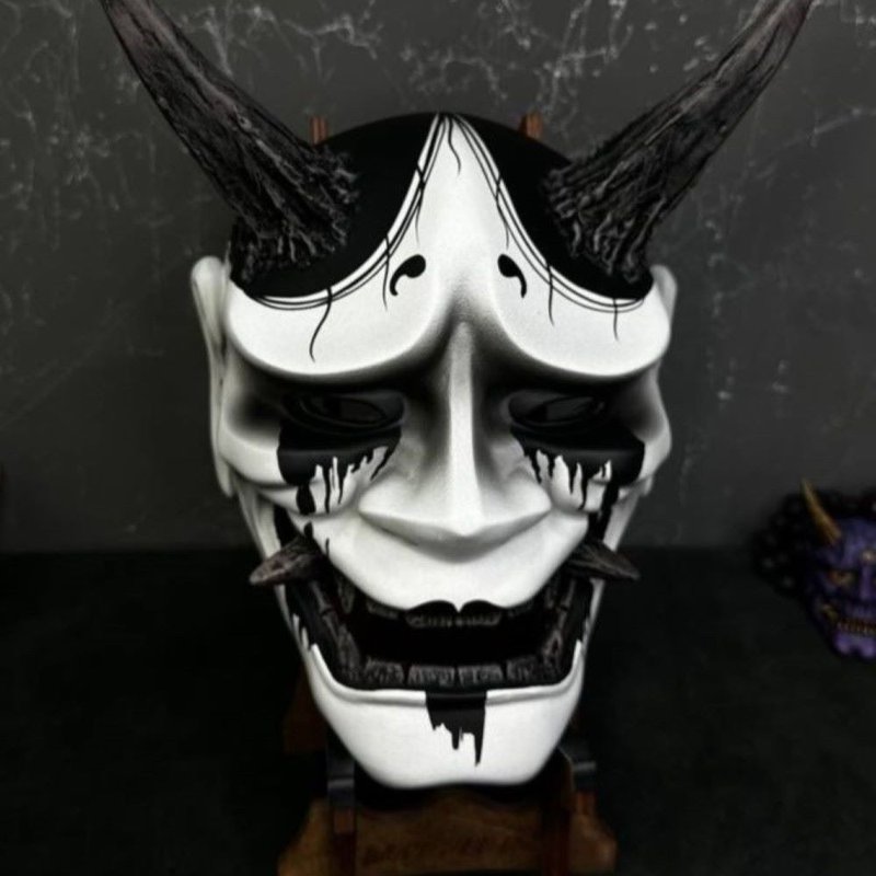 Japanese Hannya Mask: Crying Geisha Mask, Oni Demon mask, Japanese Demon Cosplay - 口罩/口罩收納套 - 樹脂 黑色