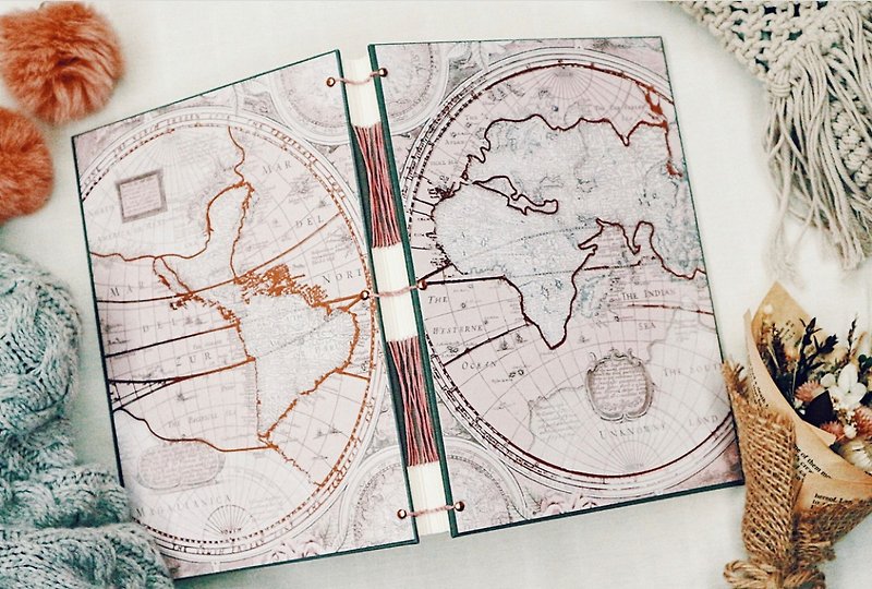 鱷魚小姐 地圖 複雜綜合縫手工書 - 筆記簿/手帳 - 紙 