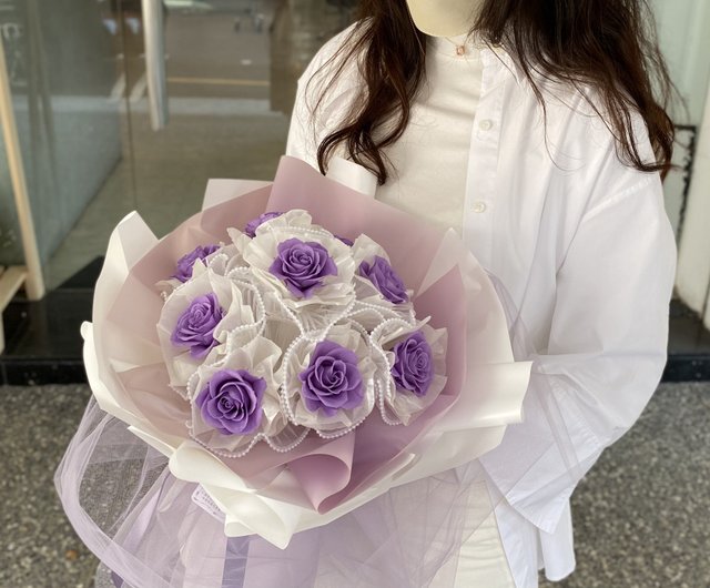 紫の花束 バレンタインデーの花束 誕生日の花束 ショップ Jsfloralshop ドライフラワー ブーケ Pinkoi