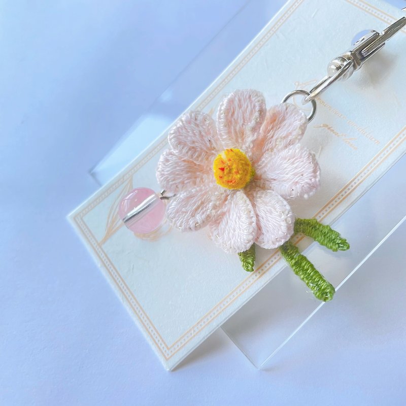 【小雛菊】花朵鑰匙圈 | 立體刺繡花朵 - 鑰匙圈/鑰匙包 - 棉．麻 