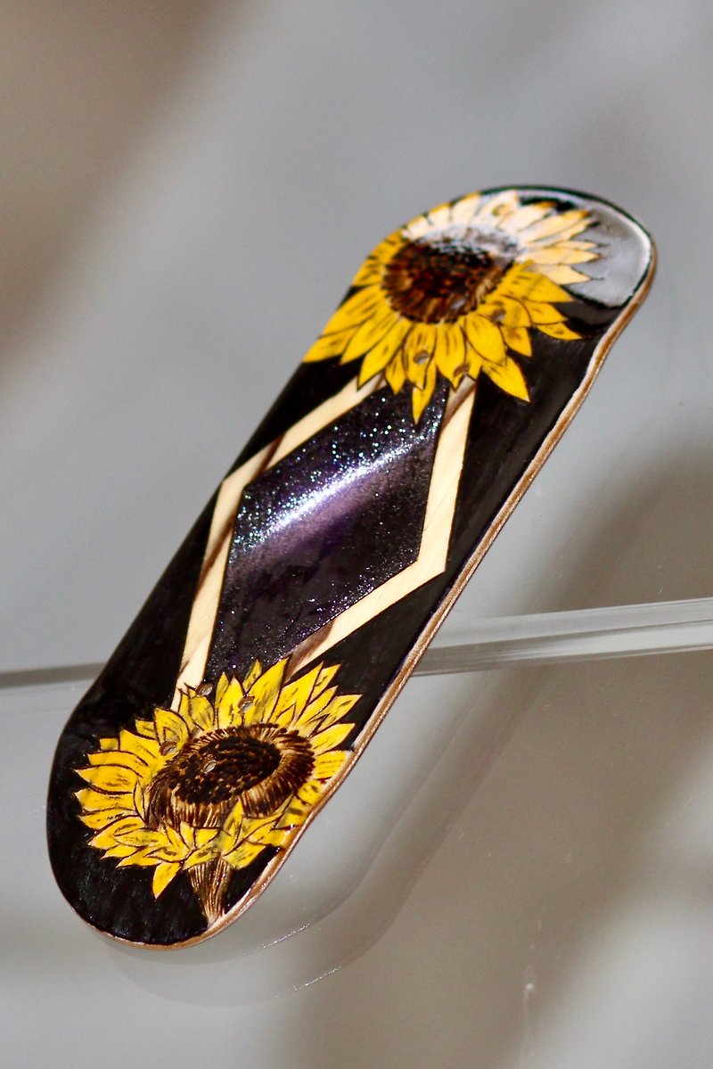 Sunflower Hand-Painted Fingerboard Deck (Night) - Board Games & Toys - Wood Multicolor