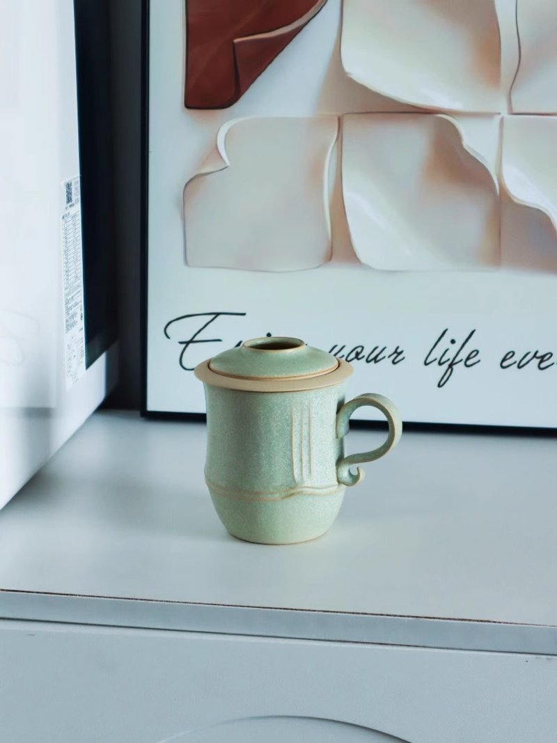 萬仟堂馬克杯辦公杯個人專用茶杯茶水分離水杯春竹 - 茶壺/茶杯/茶具 - 陶 