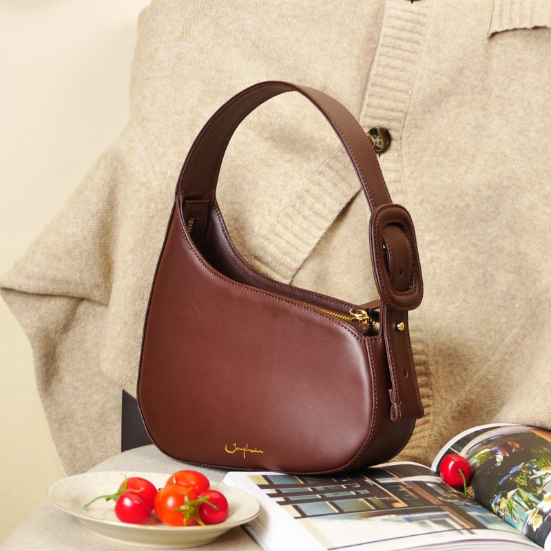 KissMe Half-moon Bag in Choco Brown - Messenger Bags & Sling Bags - Genuine Leather Brown