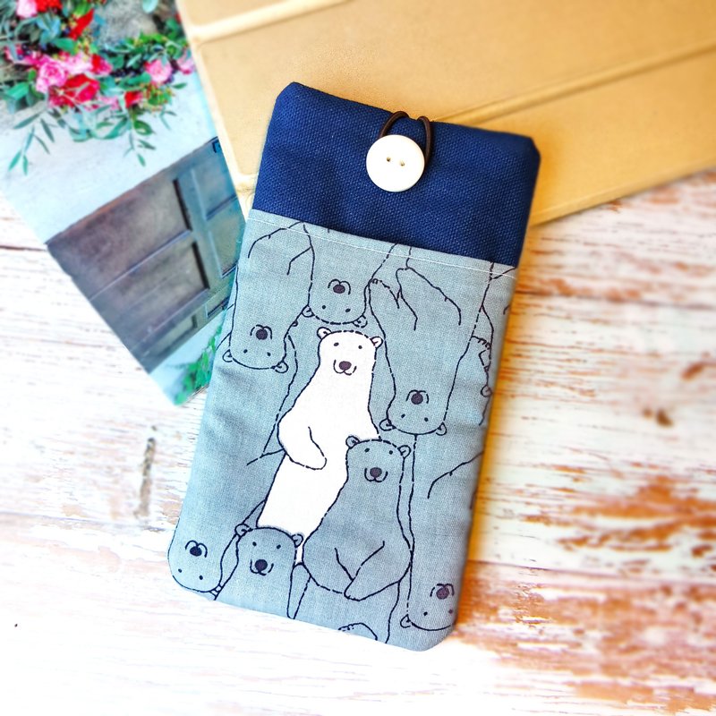 カスタマイズされた電話バッグ、携帯電話バッグ、携帯電話保護布カバーなど-ホッキョクグマ（P-268） - スマホケース・カバー - コットン・麻 カーキ