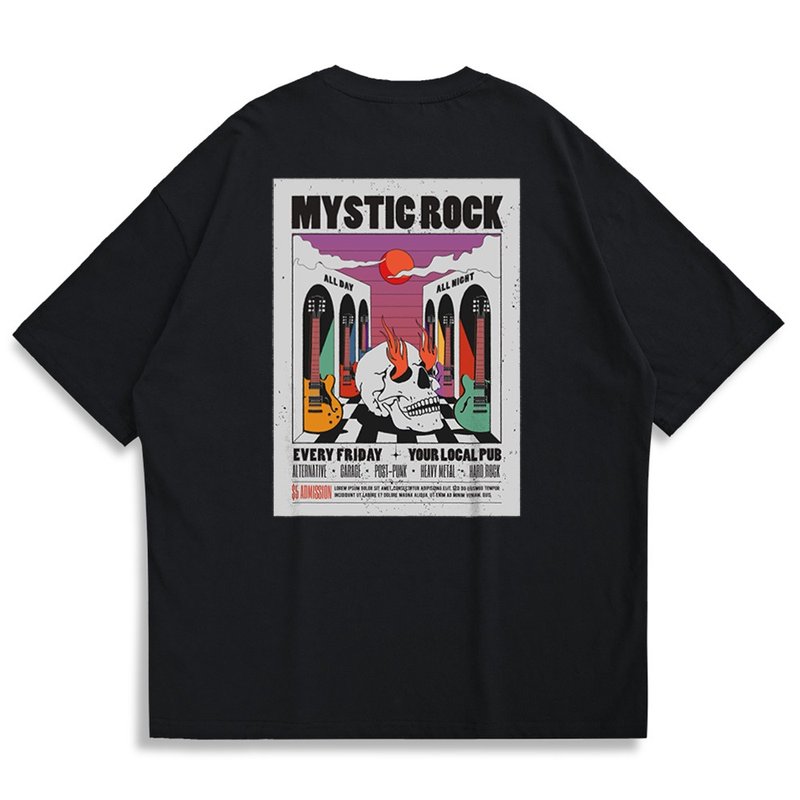 【Creeps Original】Mystic Rock Oversized Printed T-shirt - เสื้อยืดผู้ชาย - ผ้าฝ้าย/ผ้าลินิน หลากหลายสี