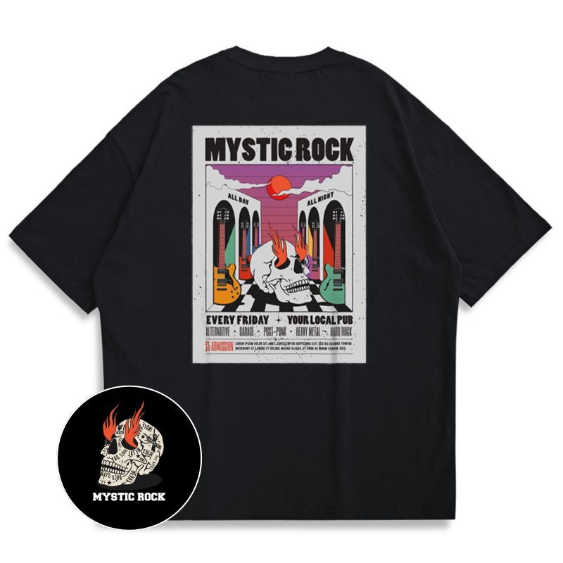 【CREEPS-STORE】Mystic Rock 寬鬆重磅印花T恤 210g - 男 T 恤 - 棉．麻 多色