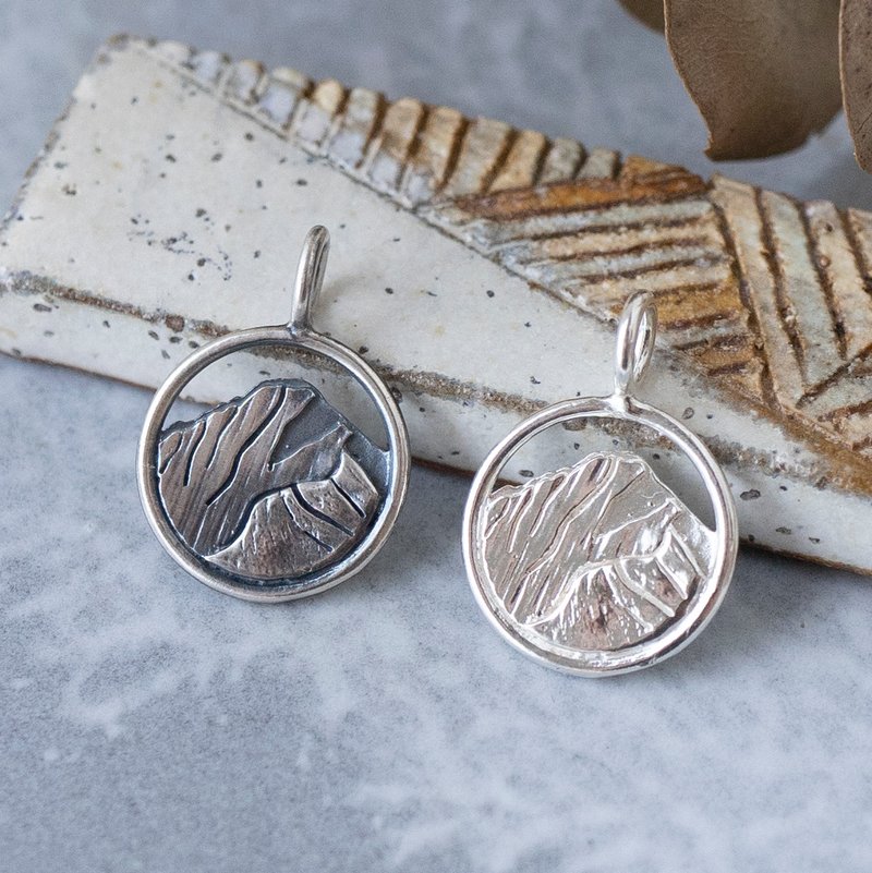 台湾百岳【玉山】リアルな山景・925純銀ハンドメイドネックレス ギフト - ネックレス - スターリングシルバー シルバー