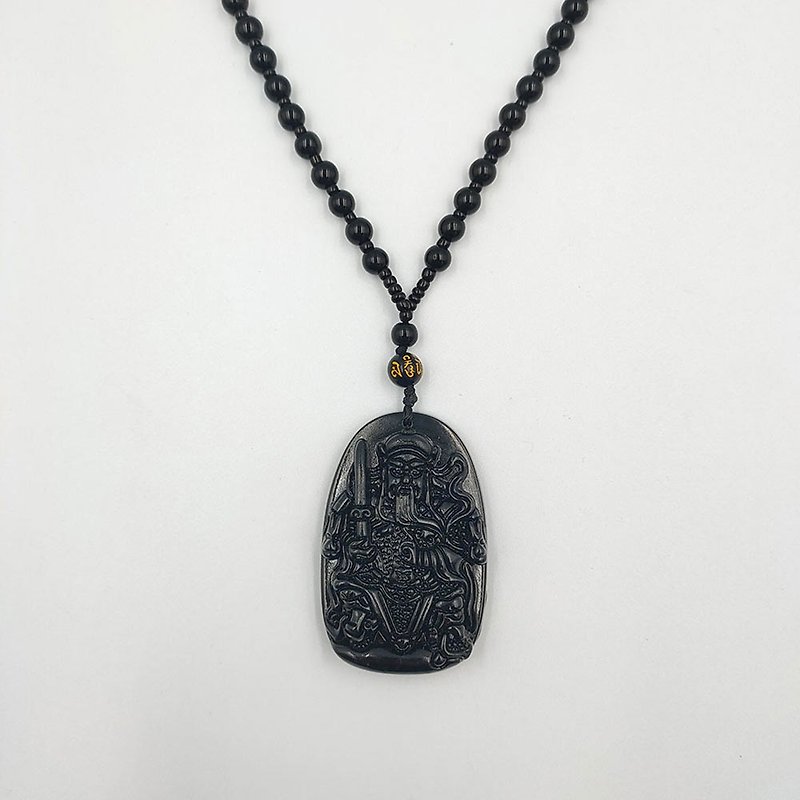 Hei Yao Carved Necklace-Xuantian God Jewelry Good Luck Small Things - Necklaces - Other Materials Black