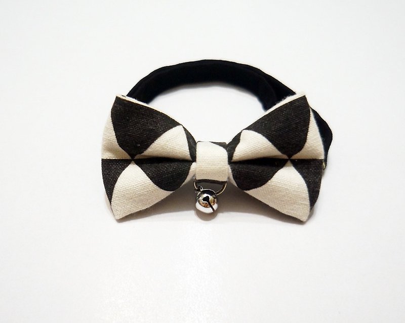 [Miya ko.] Handmade cloth grocery cats and dogs tie / tweeted / bow / geometry / Japanese minimalist / black and white / pet collar / collar - Collars & Leashes - Cotton & Hemp 