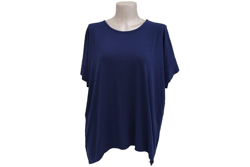 Oversize T-shirt <navy> - เสื้อผู้หญิง - วัสดุอื่นๆ สีน้ำเงิน