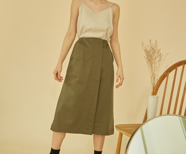 Olive green wrap skirt Clearance