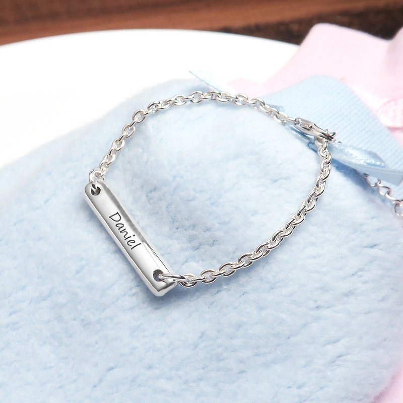 Ping An bamboo parent-child children's bracelet (fine version) 925 sterling silver customized lettering bracelet - Baby Accessories - Sterling Silver Silver