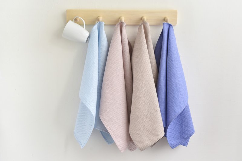 Kitchen towel sets, Organic dish towels, Waffle linen towels, Hand towel kitchen - 毛巾/浴巾 - 亞麻 藍色