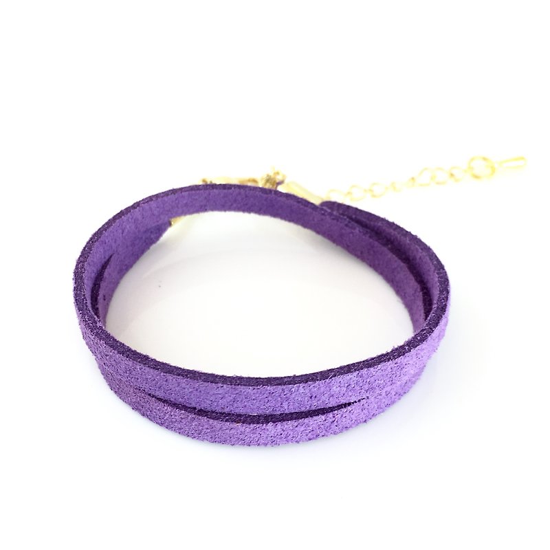 Purple - suede roping bracelet (also can be used as a necklace) - สร้อยข้อมือ - ผ้าฝ้าย/ผ้าลินิน สีม่วง
