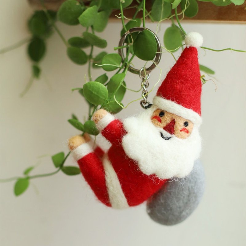 聖誕禮盒 羊毛出在羊山上 羊毛氈  鑰匙圈 聖誕老人 - 鑰匙圈/鑰匙包 - 羊毛 紅色