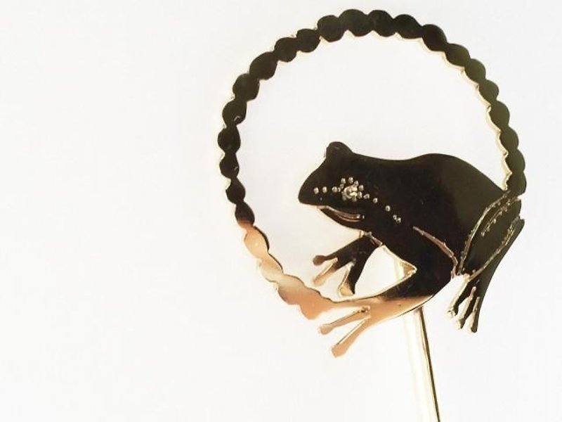 Moonlit night frog brass hairpin - Other - Other Metals 