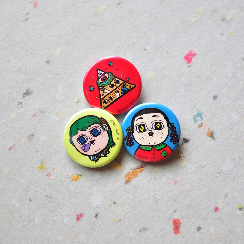 Weird 3 pieces into the badge - Brooches - Paper Multicolor