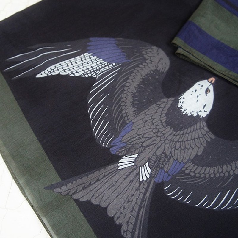 GT Eagle scarf - black - ผ้าพันคอ - ผ้าไหม สีดำ