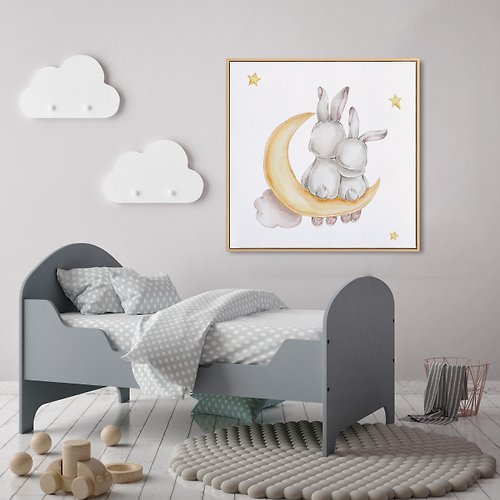 菠蘿選畫所 最好的陪伴-可愛童趣感兔子插畫/兒童房佈置/親子禮物/療癒兔子畫