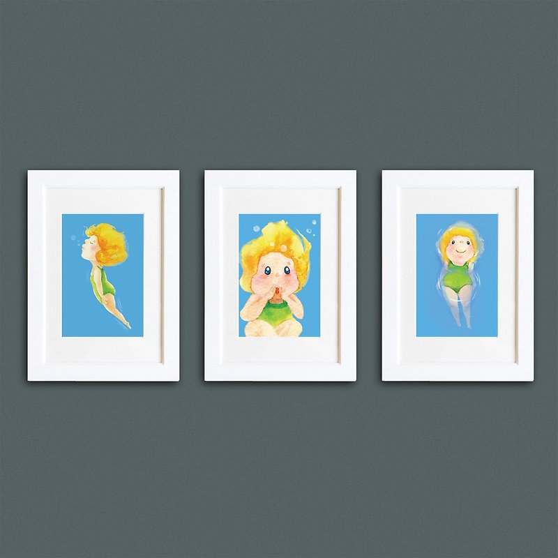 Little girl series three pieces autumn and winter Christmas gift photo frame copy painting wall stickers decoration - Posters - Wood 