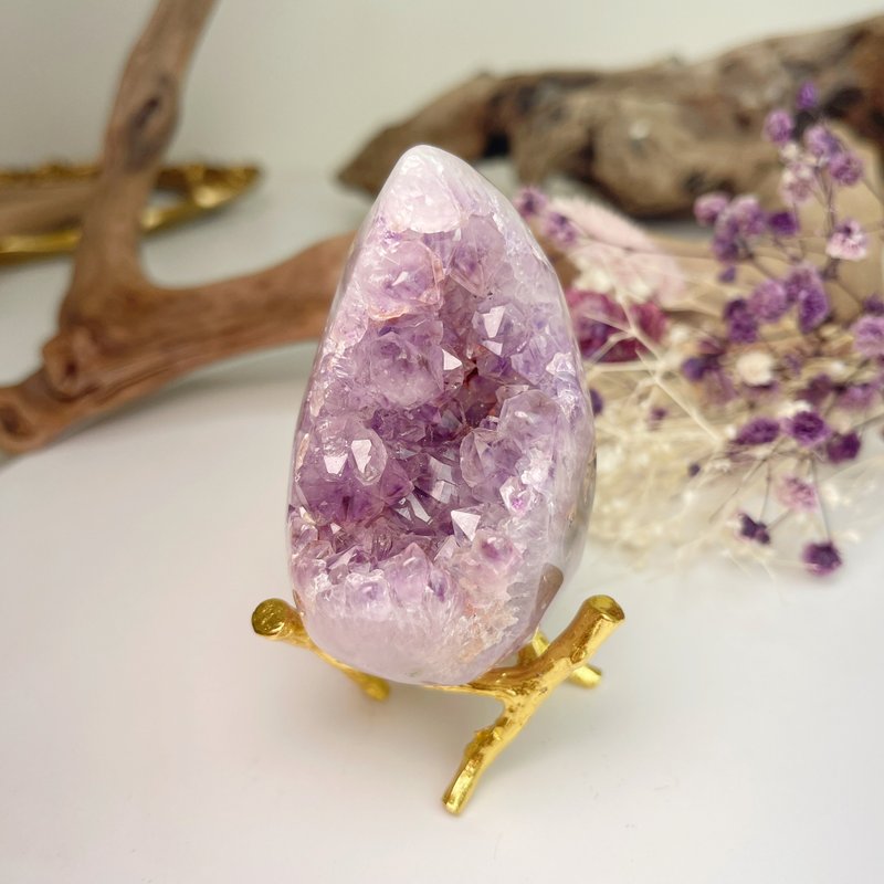 玩原礦-原皮玉髓紫晶礦擺件 - 擺飾/家飾品 - 水晶 