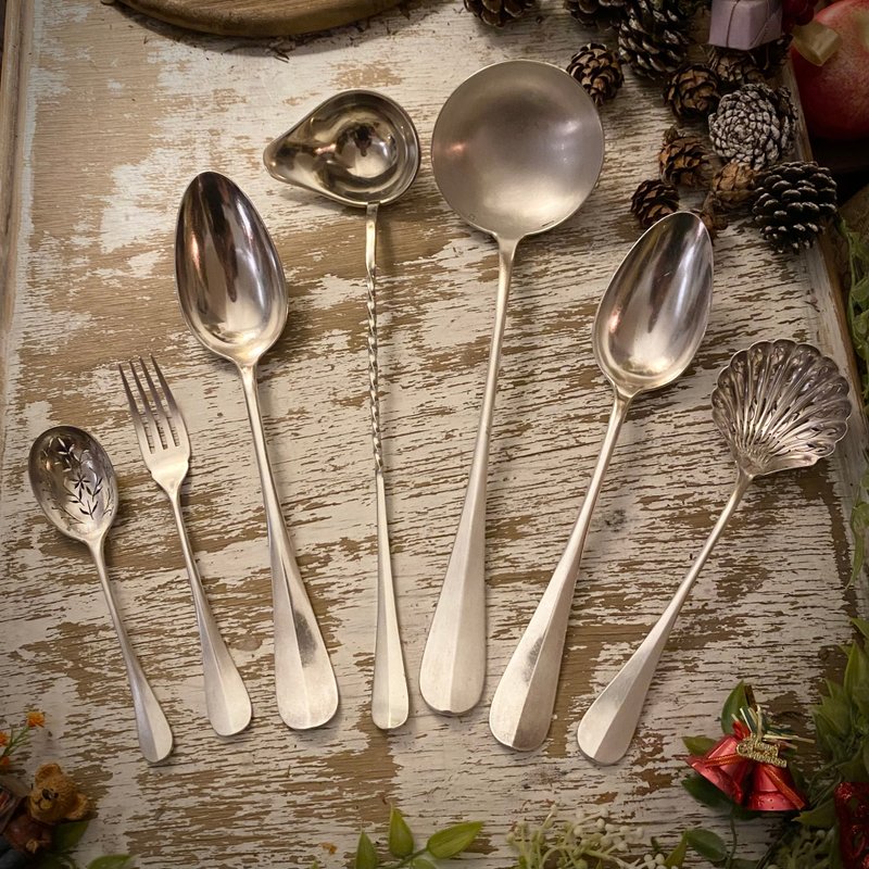 Special offer and great value combination French flat pattern Silver tableware 7-piece set - Cutlery & Flatware - Silver Silver