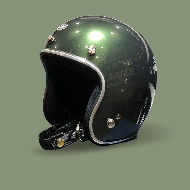 Taiwan-made half-face helmet olive green retro plain color-a total of 30 color egg-shaped perfect proportions - Helmets - Other Materials 